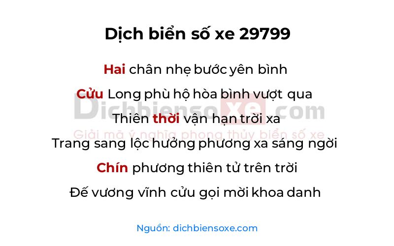 Dịch thơ biển số 29799