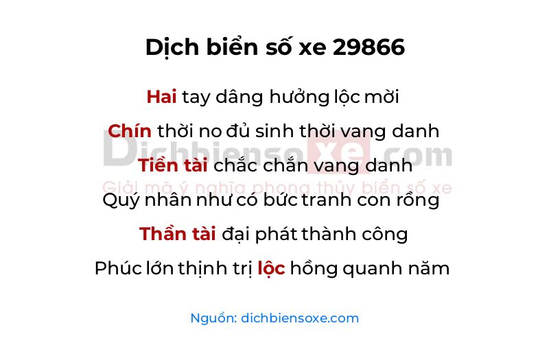 Dịch thơ biển số 29866