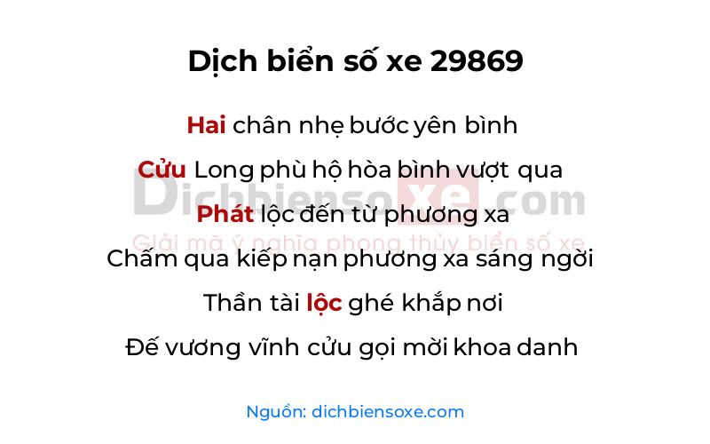 Dịch thơ biển số 29869