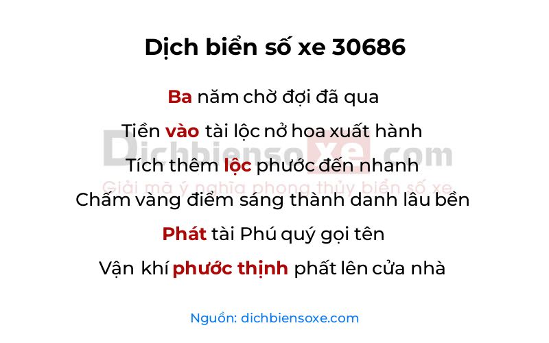 Dịch thơ biển số 30686