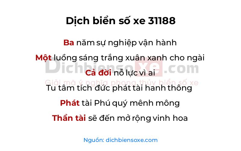 Dịch thơ biển số 31188