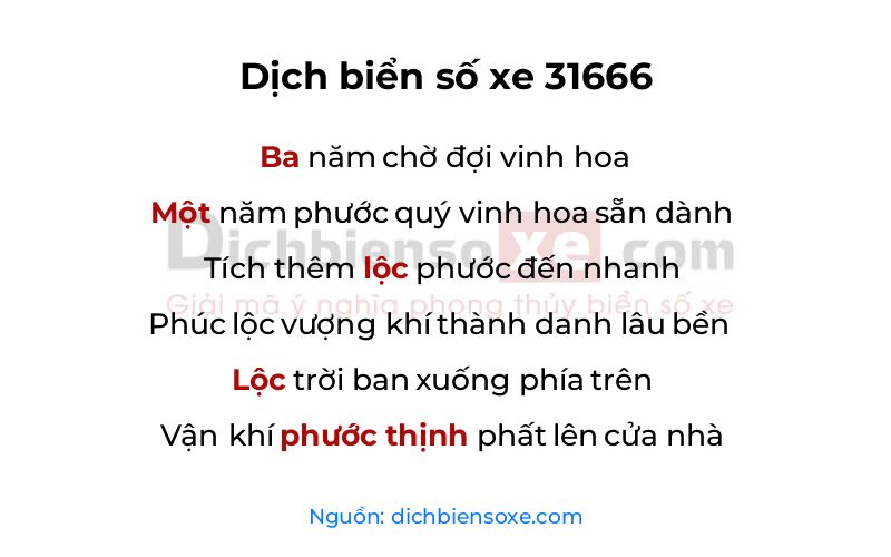 Dịch thơ biển số 31666