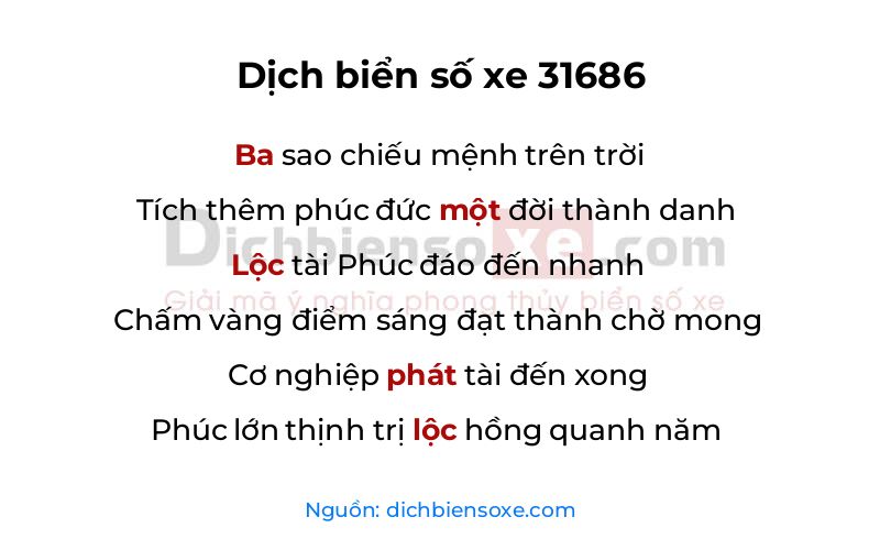 Dịch thơ biển số 31686