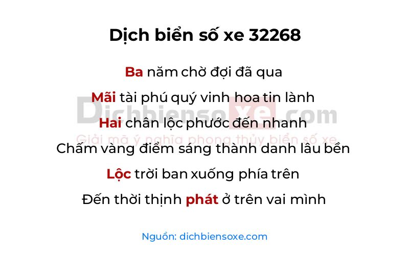 Dịch thơ biển số 32268