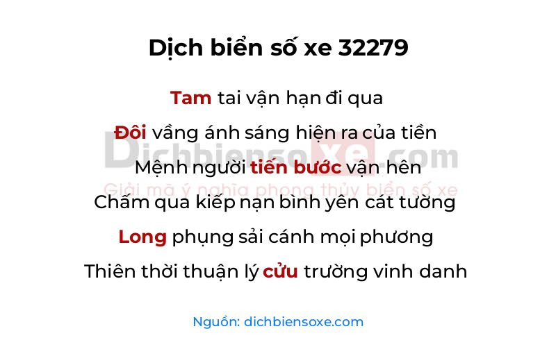 Dịch thơ biển số 32279