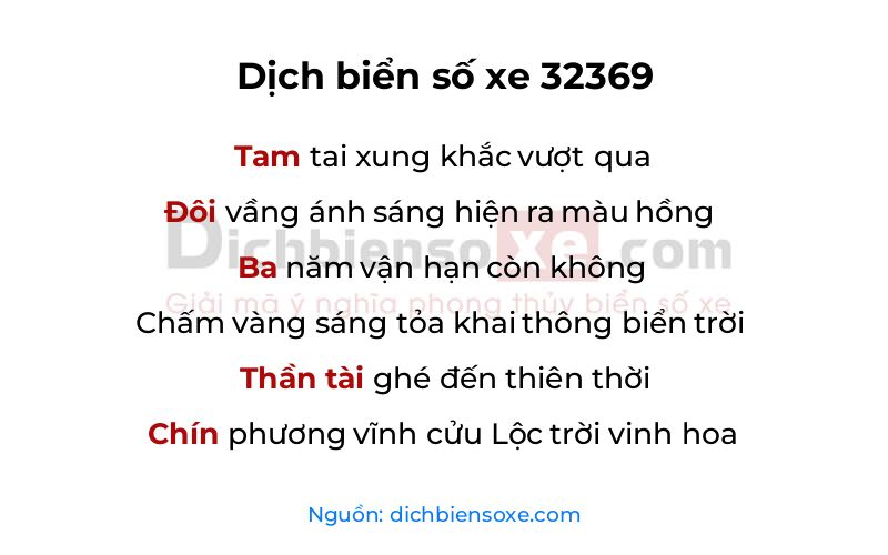 Dịch thơ biển số 32369