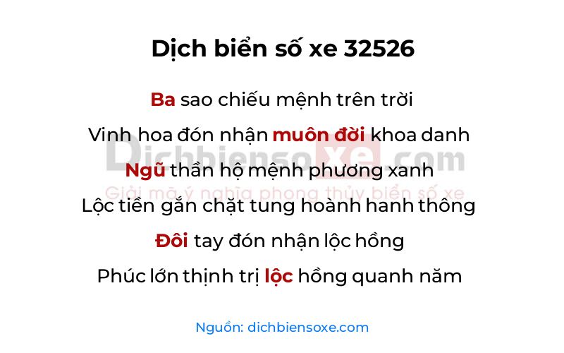 Dịch thơ biển số 32526