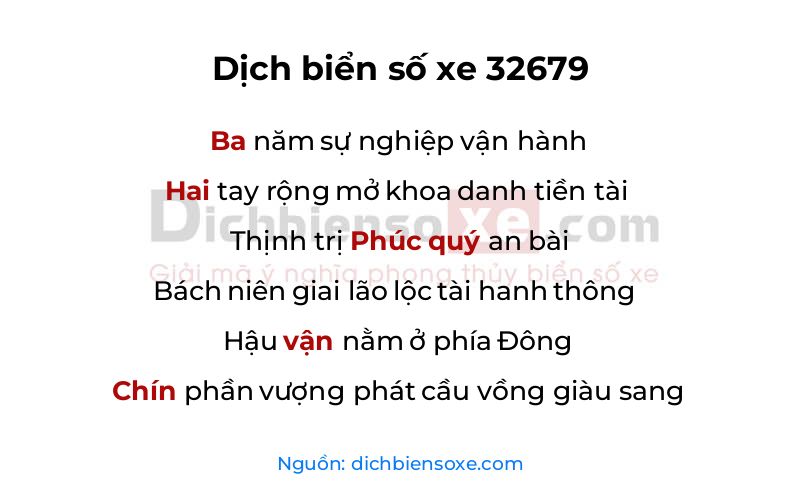 Dịch thơ biển số 32679