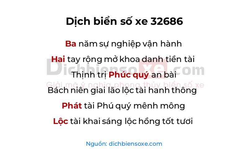 Dịch thơ biển số 32686