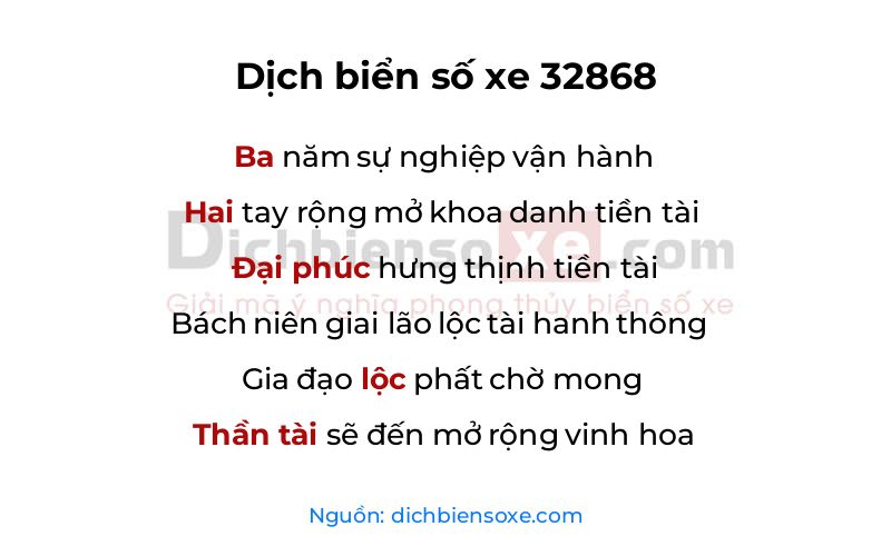 Dịch thơ biển số 32868