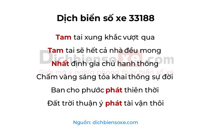 Dịch thơ biển số 33188