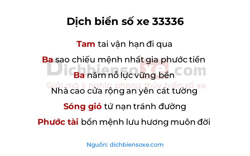 Dịch thơ biển số 33336