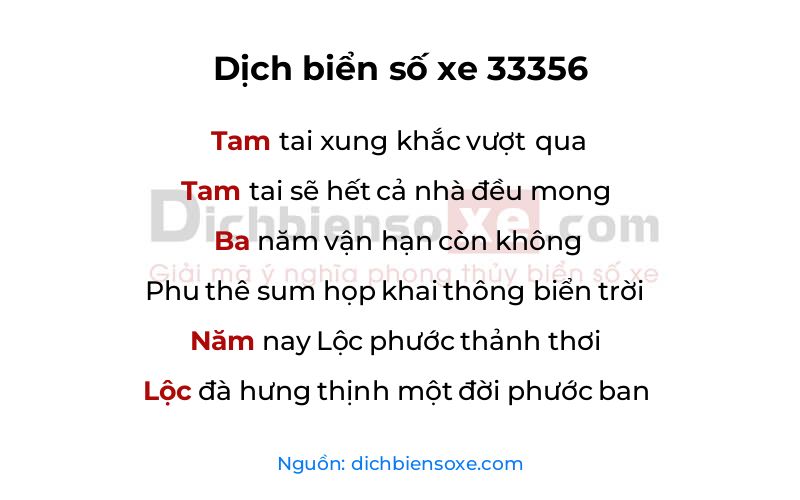 Dịch thơ biển số 33356