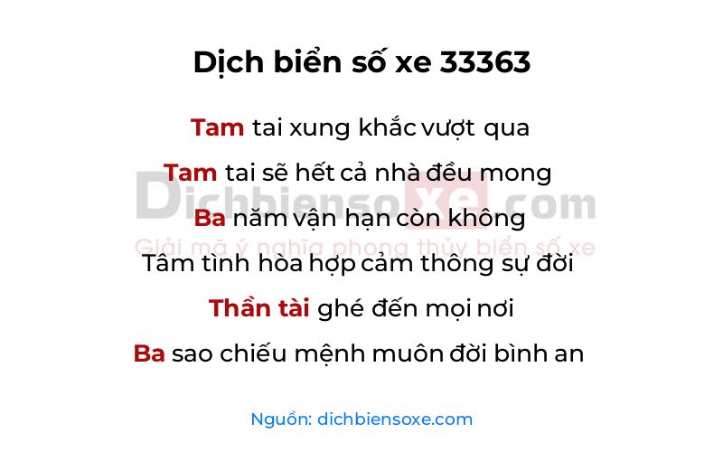 Dịch thơ biển số 33363