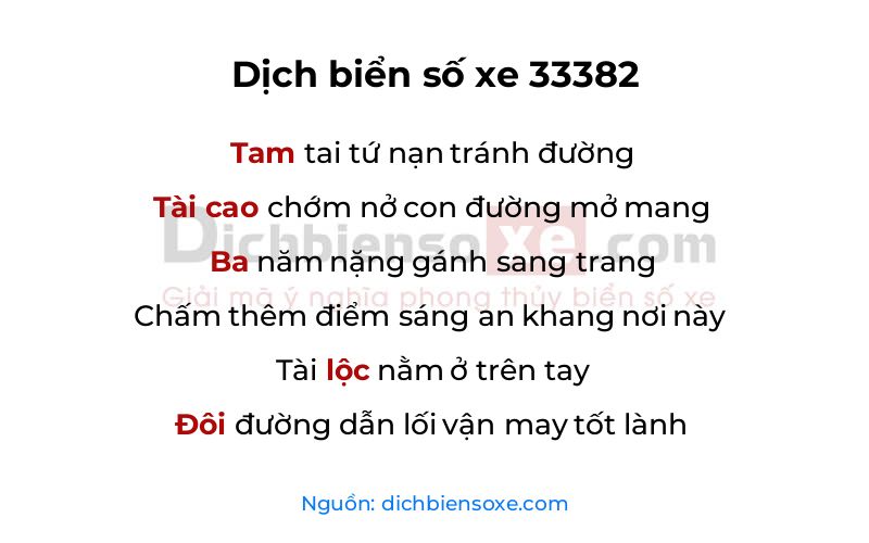 Dịch thơ biển số 33382