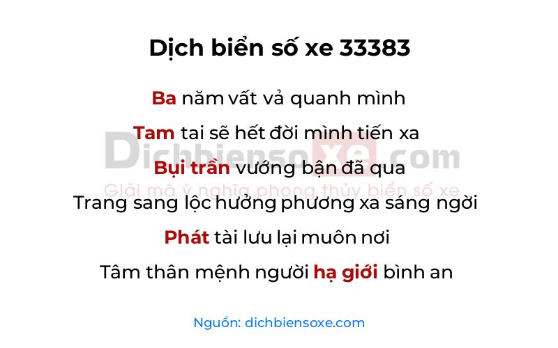 Dịch thơ biển số 33383