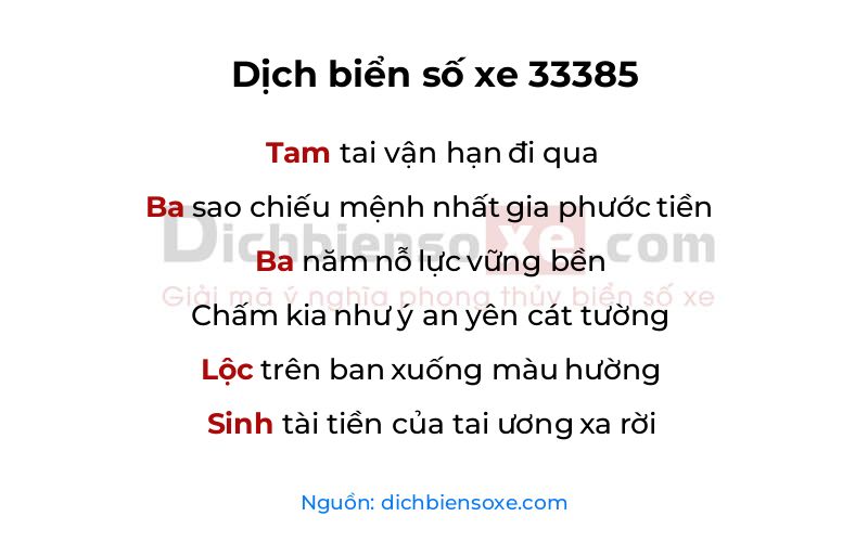 Dịch thơ biển số 33385