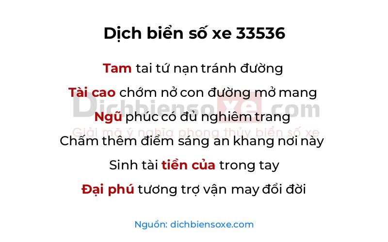 Dịch thơ biển số 33536