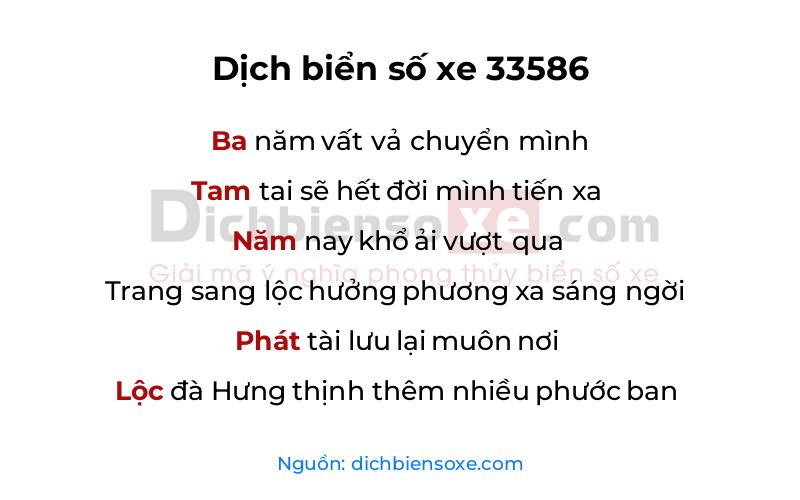 Dịch thơ biển số 33586