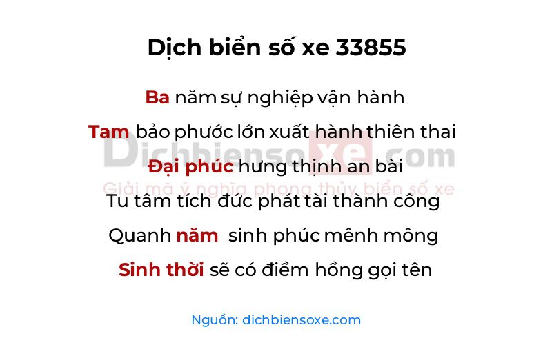 Dịch thơ biển số 33855