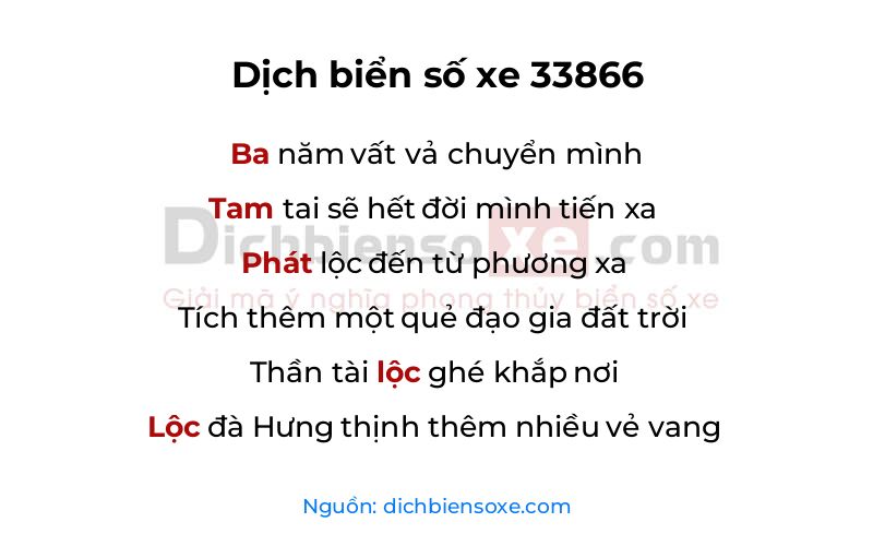 Dịch thơ biển số 33866