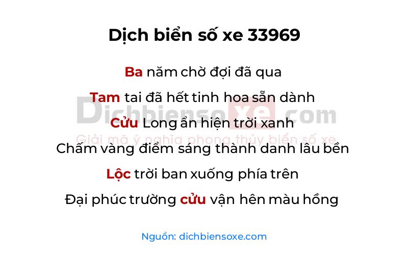 Dịch thơ biển số 33969