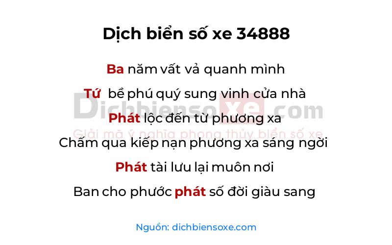 Dịch thơ biển số 34888