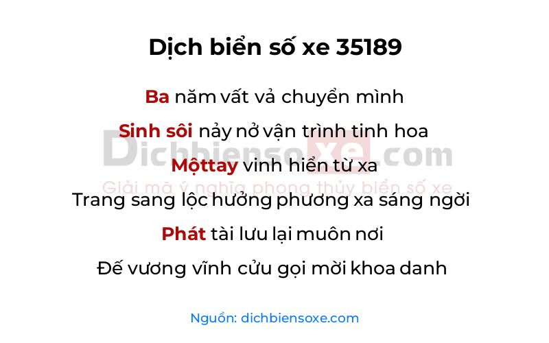 Dịch thơ biển số 35189