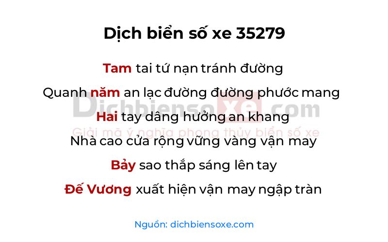 Dịch thơ biển số 35279