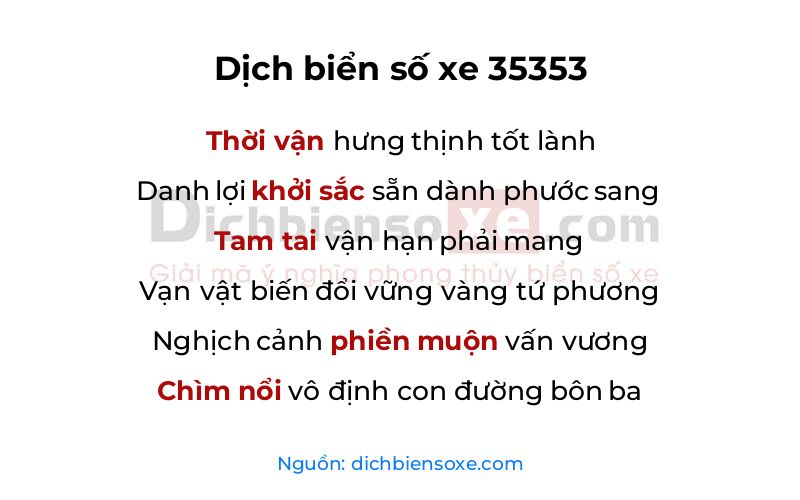 Dịch thơ biển số 35353