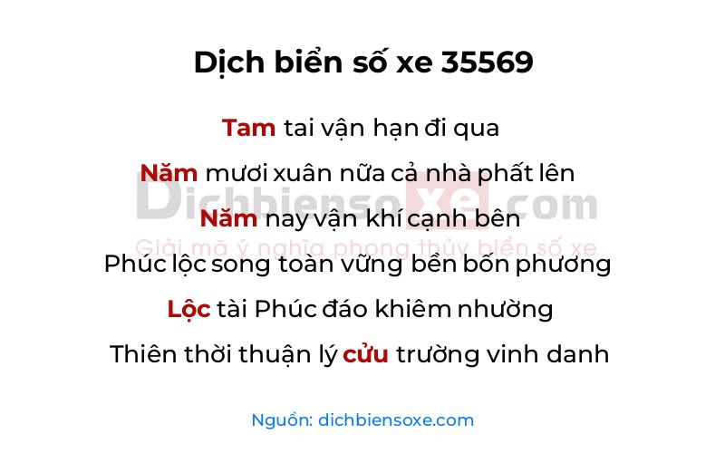 Dịch thơ biển số 35569