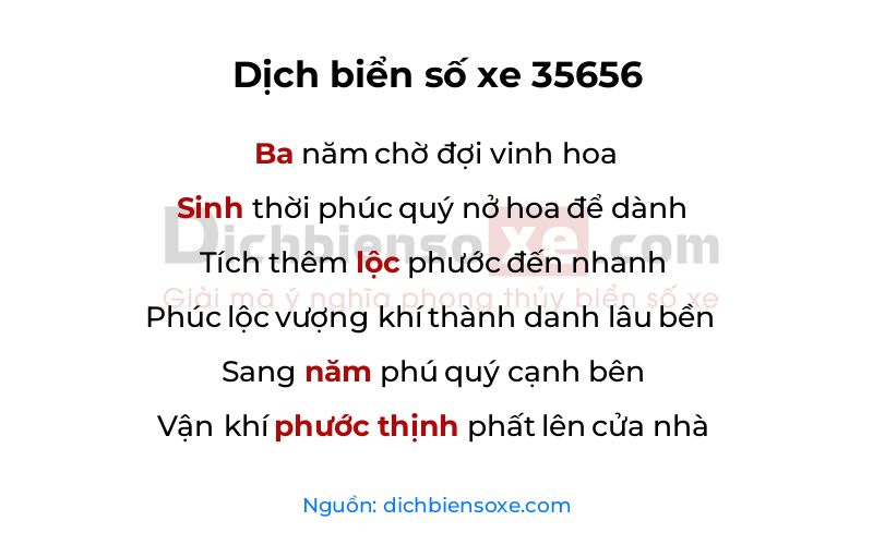 Dịch thơ biển số 35656