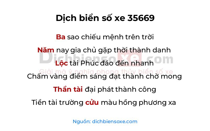 Dịch thơ biển số 35669