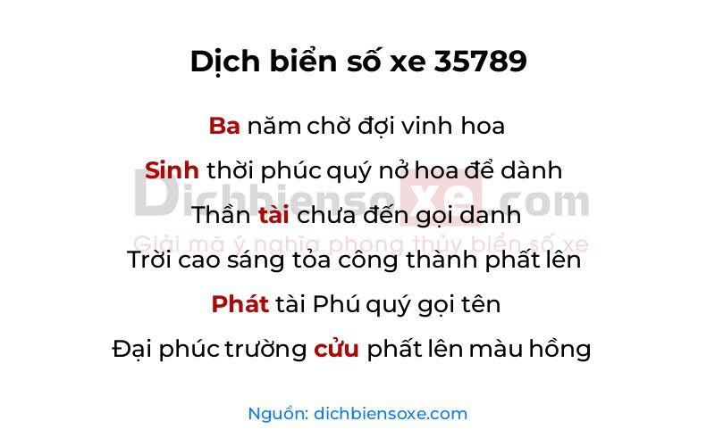 Dịch thơ biển số 35789