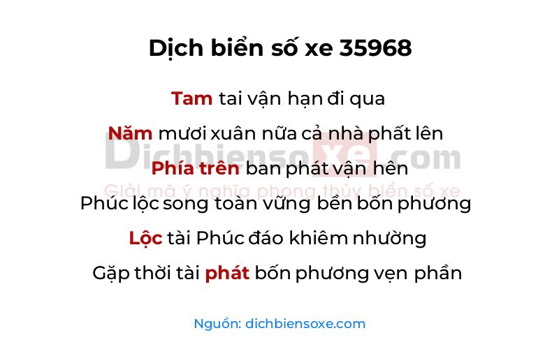 Dịch thơ biển số 35968