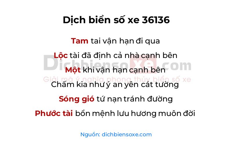 Dịch thơ biển số 36136