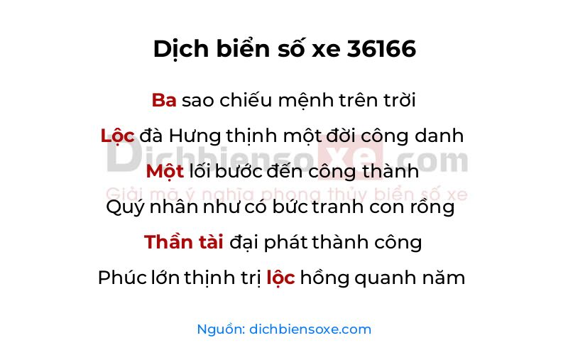 Dịch thơ biển số 36166