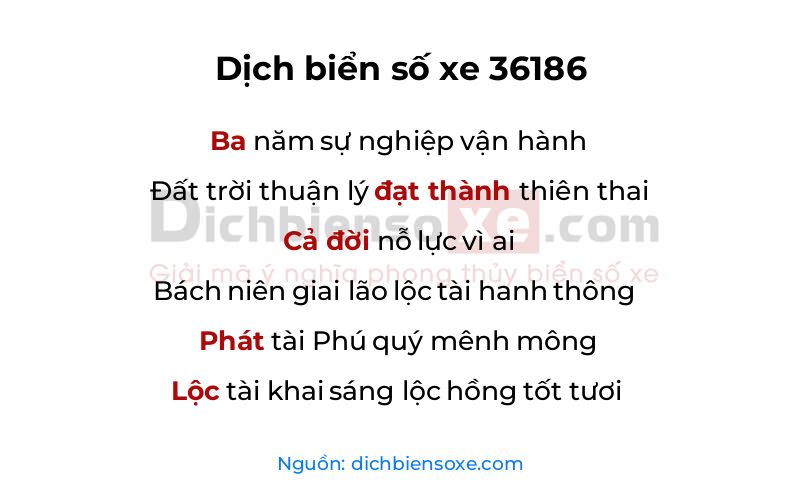 Dịch thơ biển số 36186