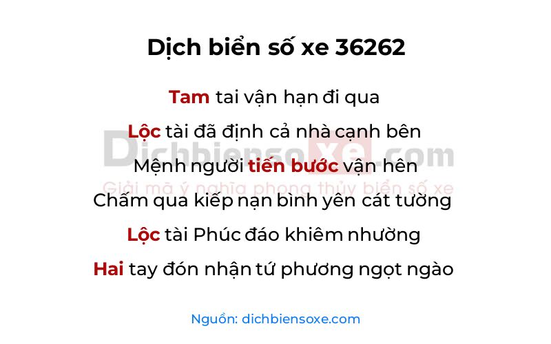 Dịch thơ biển số 36262