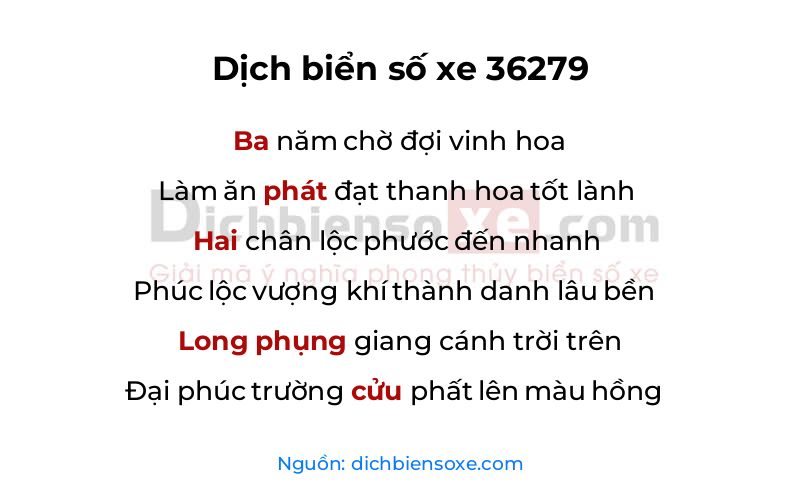 Dịch thơ biển số 36279