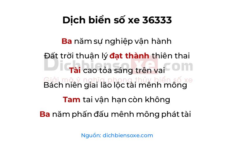 Dịch thơ biển số 36333