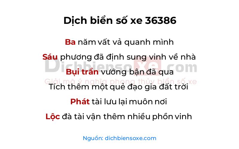 Dịch thơ biển số 36386
