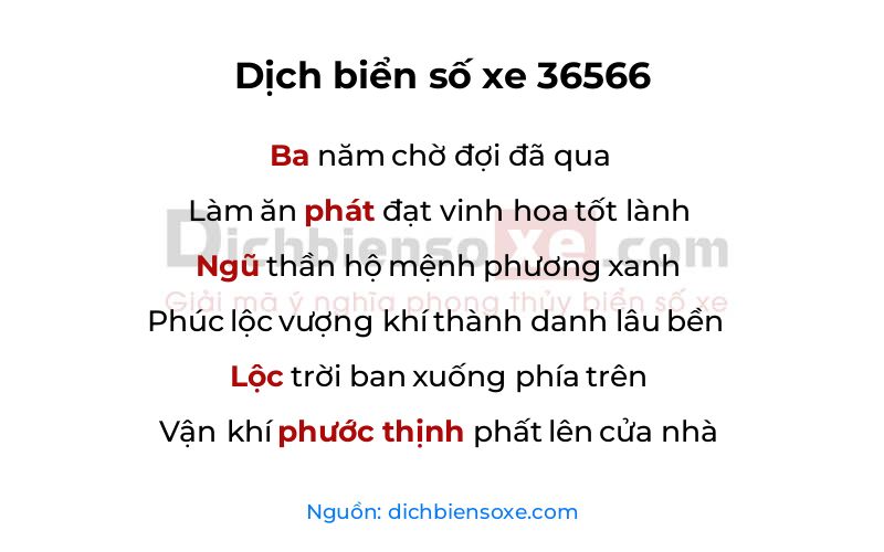 Dịch thơ biển số 36566