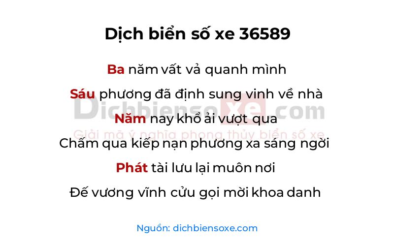 Dịch thơ biển số 36589