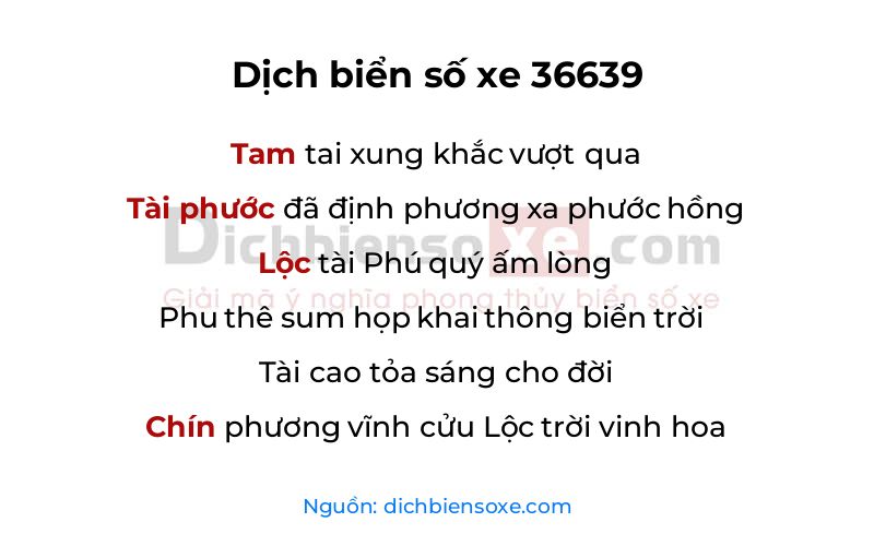 Dịch thơ biển số 36639