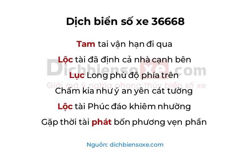 Dịch thơ biển số 36668