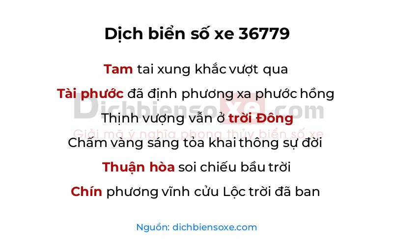 Dịch thơ biển số 36779