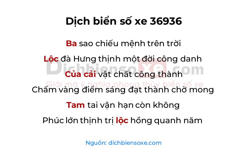 Dịch thơ biển số 36936