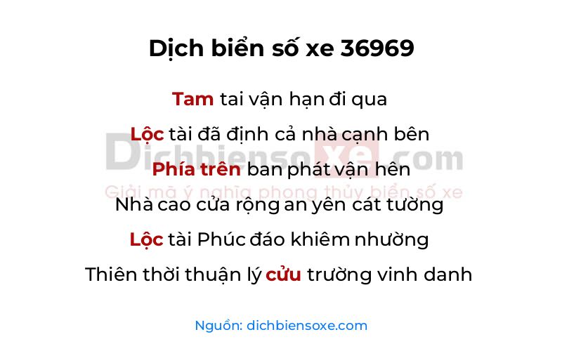 Dịch thơ biển số 36969