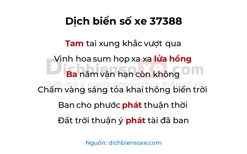 Dịch thơ biển số 37388